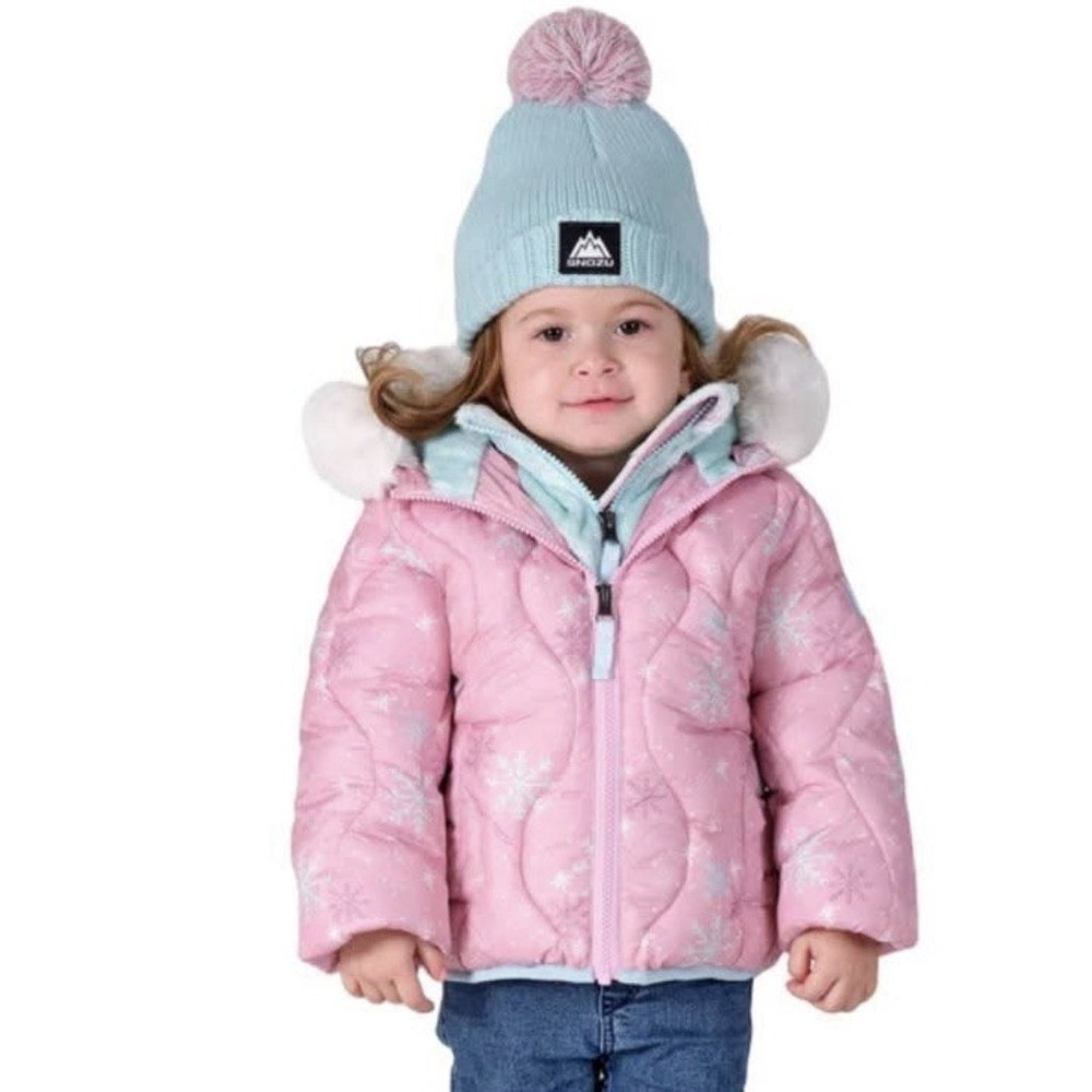NEW! GIRLS SNOZU KIDS MULTICOLOR PUFFER JACKET WITH KNITTED HAT SIZE 6